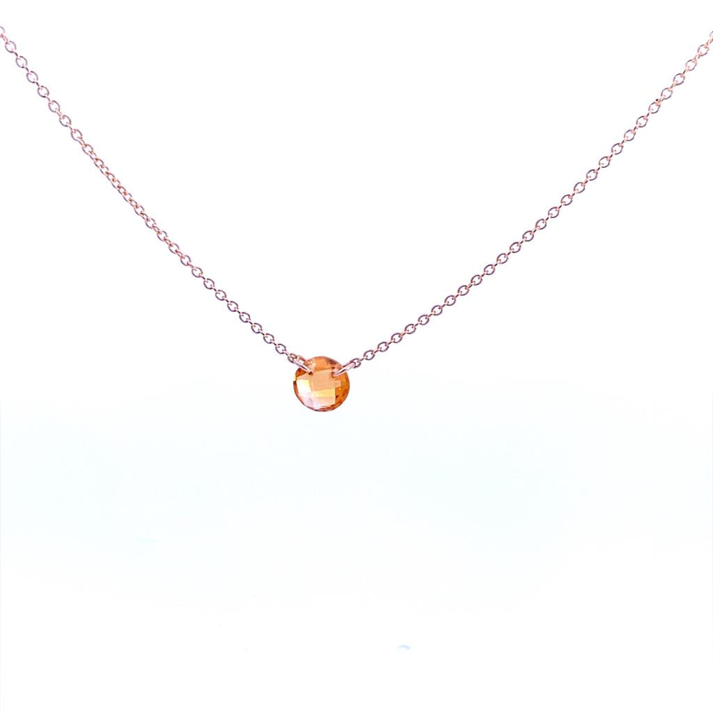 Gold Filled Round Citrine Solitaire Necklace by Dee Berkley