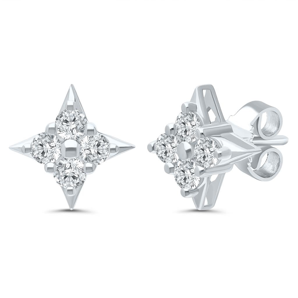14K White Gold 0.50ctw Diamond Star Stud Earrings