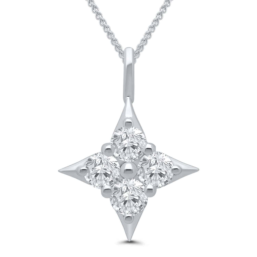 14K White Gold 0.50ctw Diamond Star Necklace