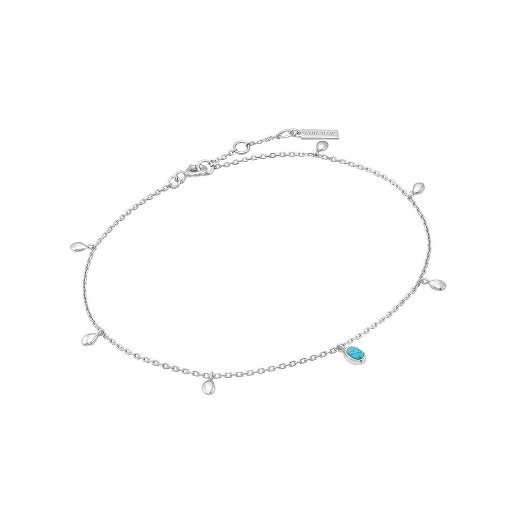 Sterling Silver Synthetic Turquoise Drop Station Bracelet by Ania Haie