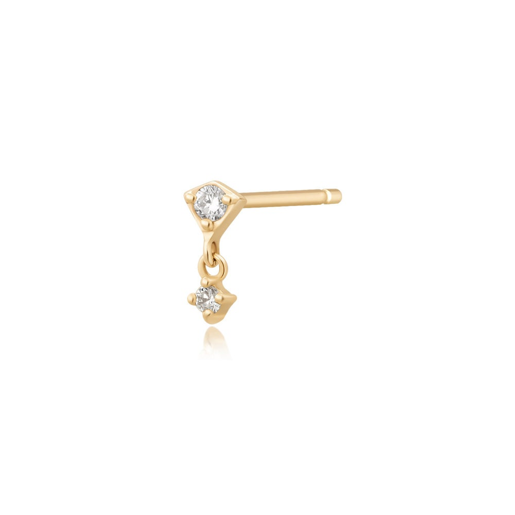 14K Yellow Gold 0.05ctw Lab Diamond Dangle Stud Earrings by Aurelie Gi