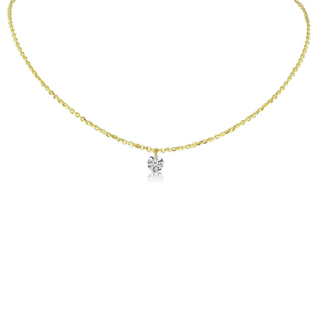 14K Yellow Gold 0.15ctw Diamond Solitaire Necklace