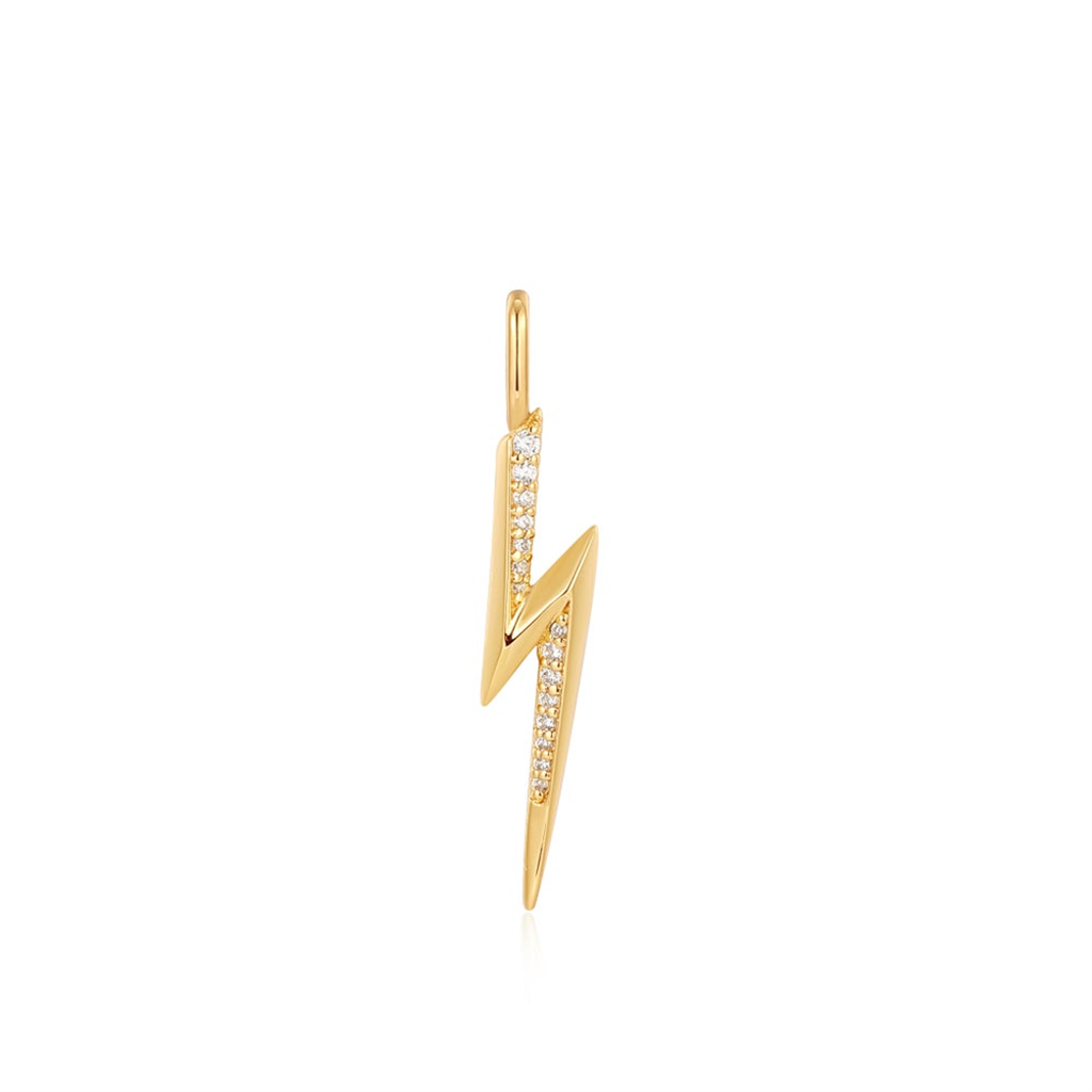 Sterling Silver & 14K Yellow Gold Plated Cubic Zirconia Lightning Bolt Charm by Ania Haie