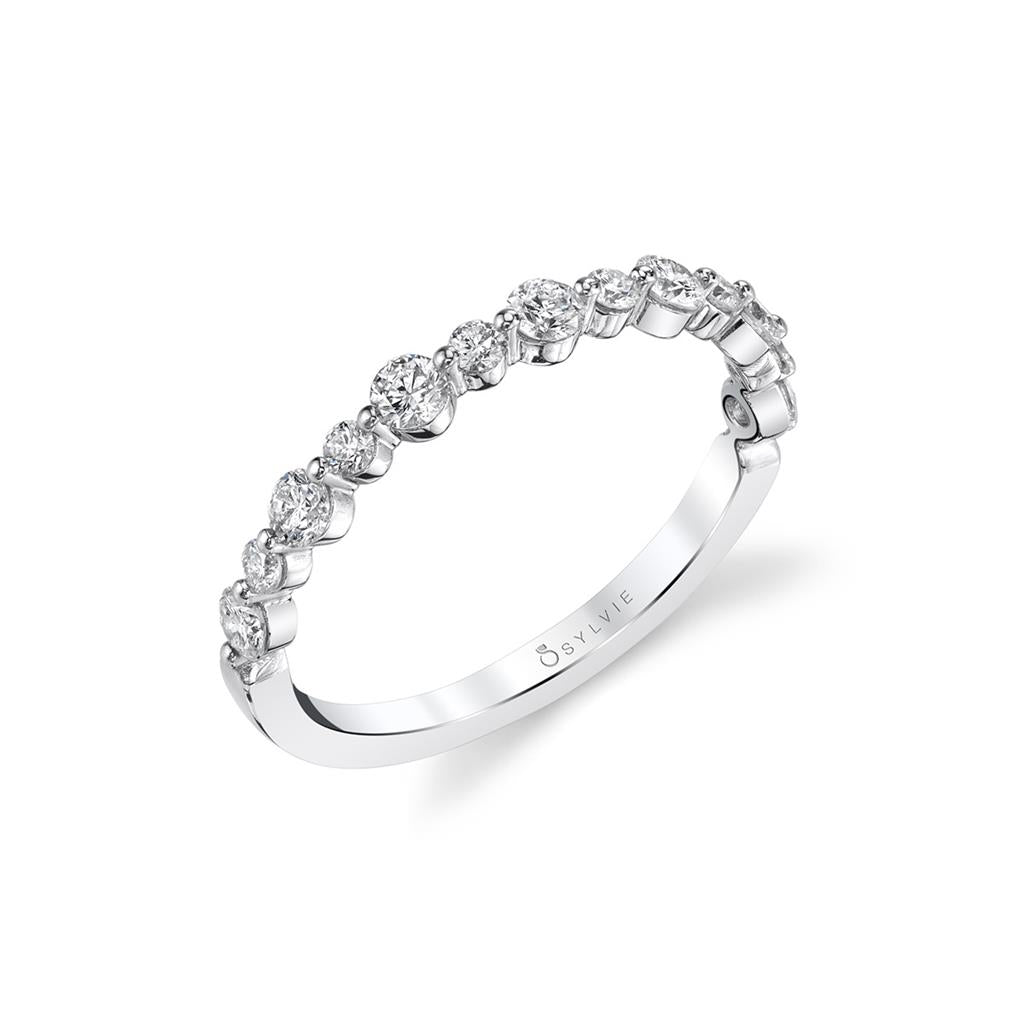 14K White Gold 0.51ctw Round Diamond Bubble Wedding Band