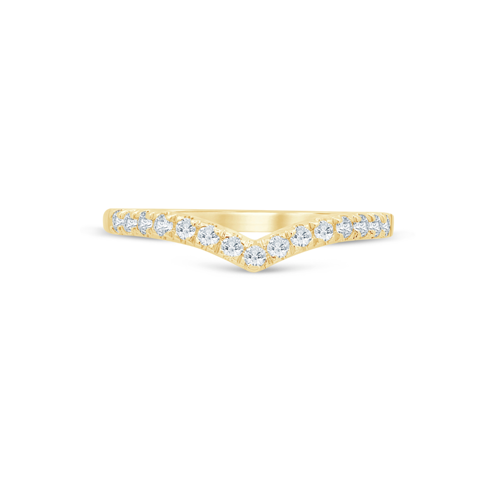 14K Yellow Gold 0.25ctw Round Diamond Chevron Wedding Band