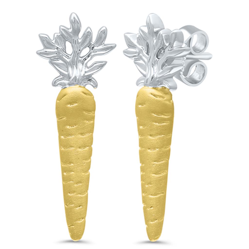 Sterling Silver & Gold Plated Carrot Stud Earrings