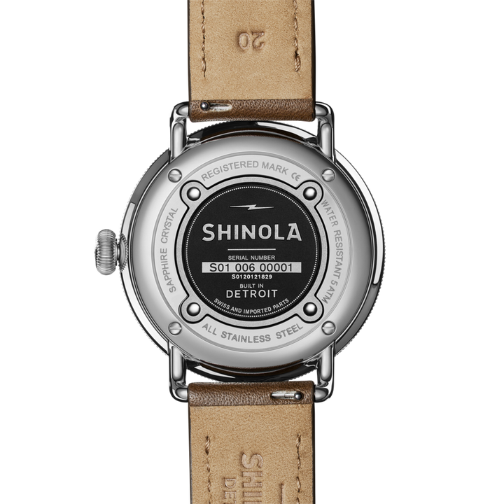 Shinola Canfield 43mm White Dial Brown Leather Strap Men's Watch