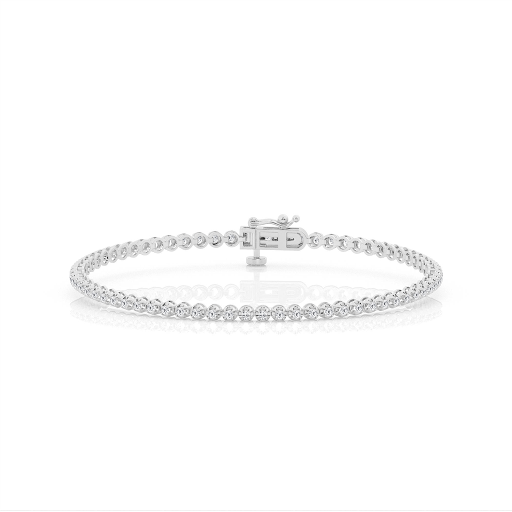 14K White Gold 1.05ctw Round Lab Diamond Tennis Bracelet