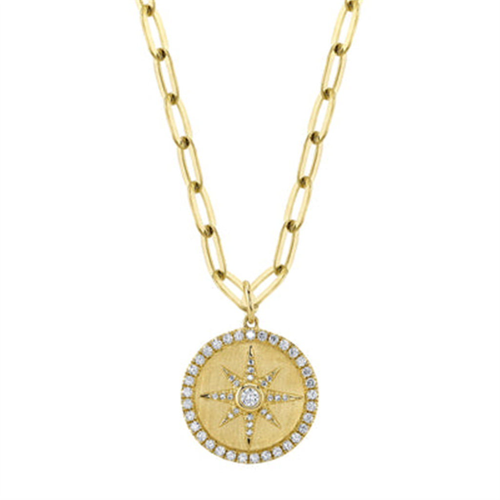 14K Yellow Gold 0.43ctw Diamond Sunburst Necklace by Shy Creation