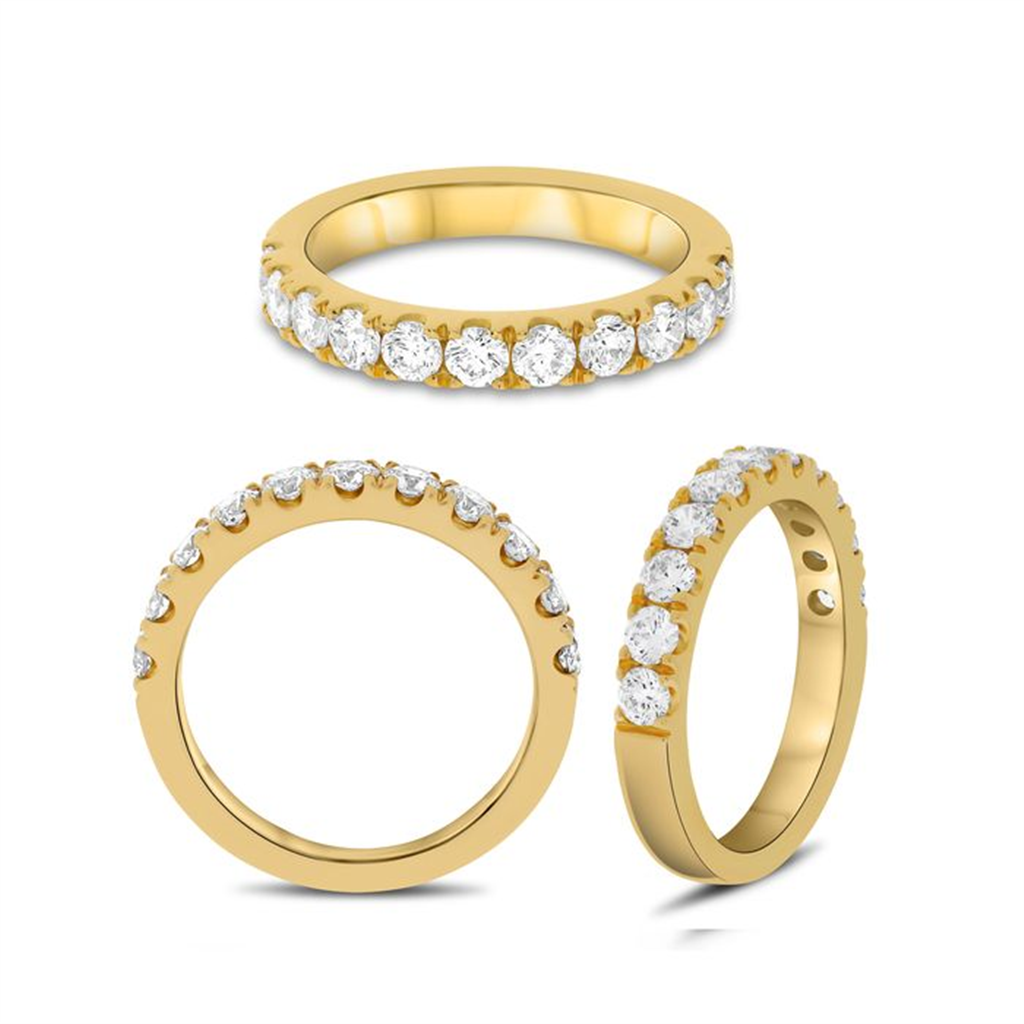 14K Yellow Gold 1.00ctw Diamond Eleven Stone Wedding Band