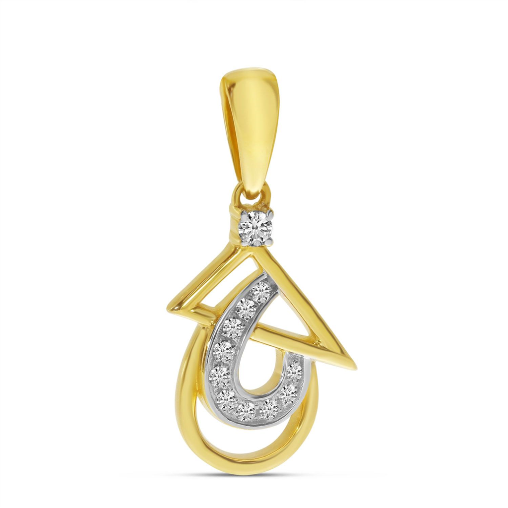 14K Yellow Gold 0.06ctw Diamond Abstract Geometric Pendant
