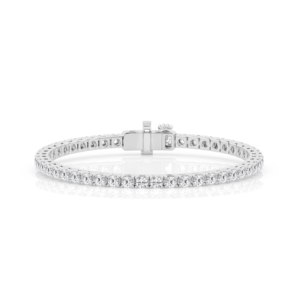 14K White Gold 3.10ctw Round Lab Diamond Tennis Bracelet