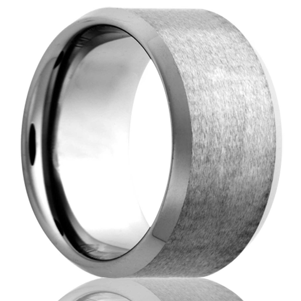 Tungsten Men's Wedding Band with Beveled Edges
