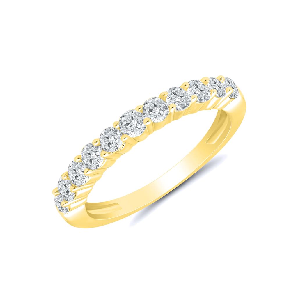 14K Yellow Gold 0.75ctw Round Diamond Eleven Stone Wedding Band