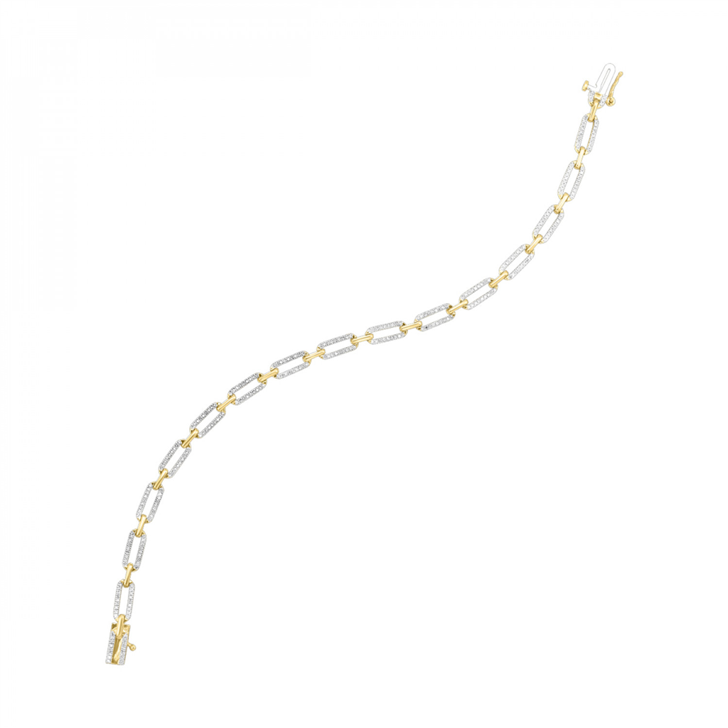 14K Yellow Gold 0.50ctw Diamond Paperclip Link Bracelet