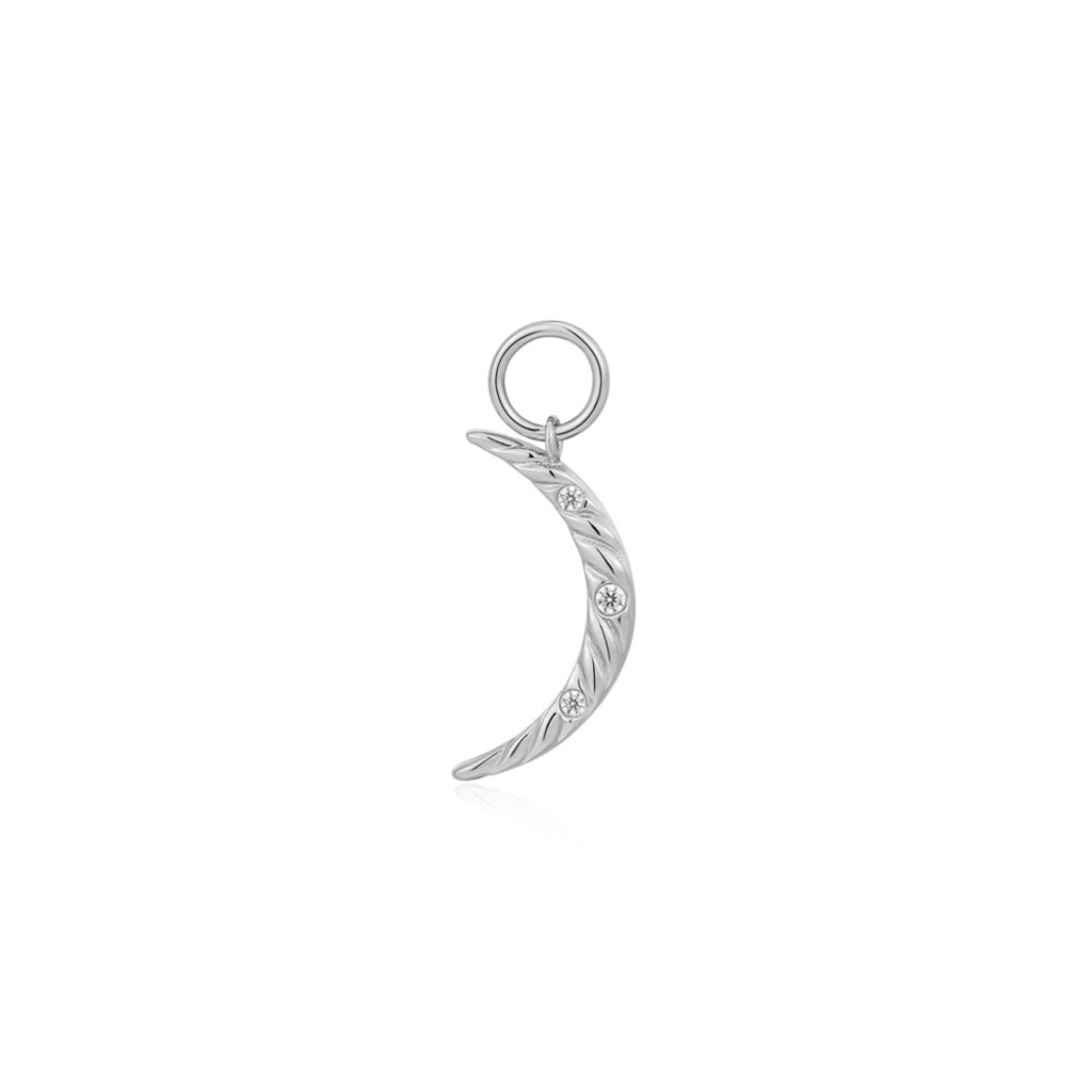 Sterling Silver Cubic Zirconia Crescent Moon Earring Charm by Ania Haie
