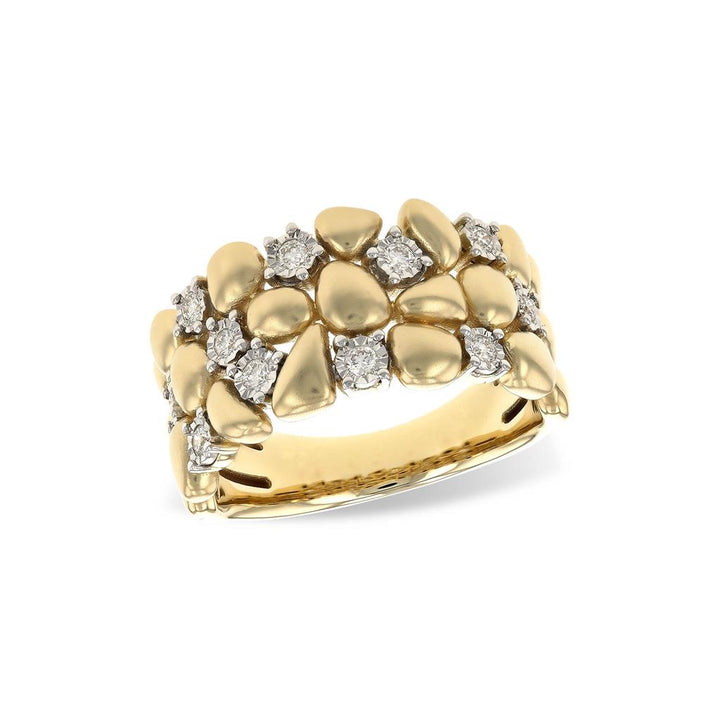 14K Two Tone Gold 0.20ctw Diamond Multi Row Pebble Ring by Allison Kaufman