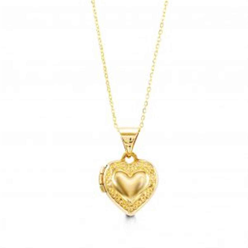 10K Yellow Gold Kid's Heart Locket Necklace