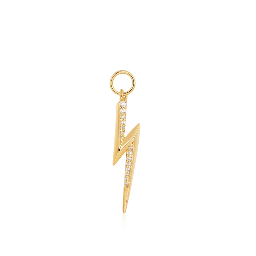 Gold Plated Cubic Zirconia Lightning Bolt Earring Charm by Ania Haie