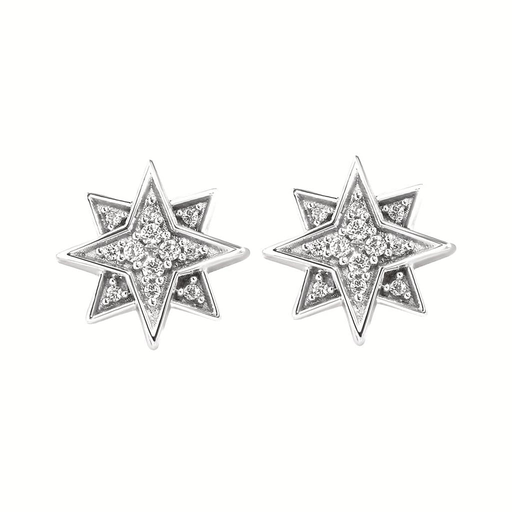 Sterling Silver 0.10ctw Diamond Star Stud Earrings