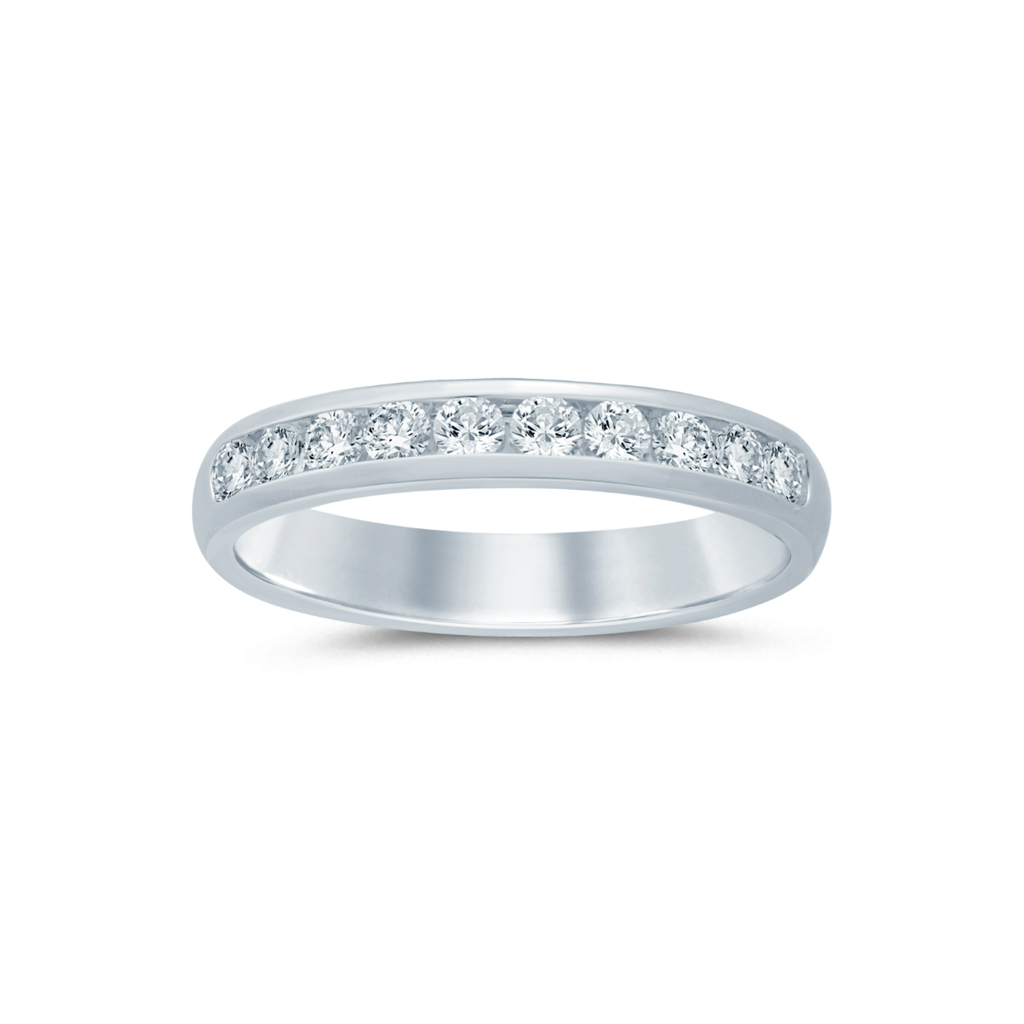 14K White Gold 0.50ctw Round Diamond Classic Wedding Band