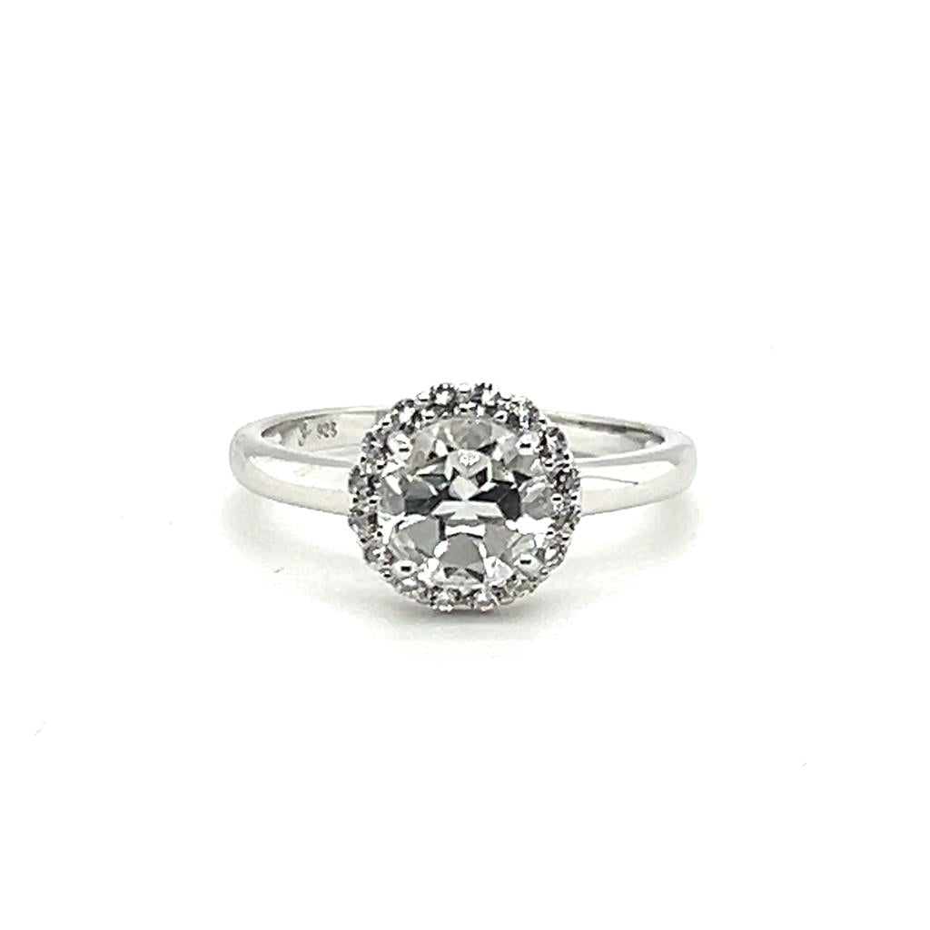 Sterling Silver White Topaz Halo Ring by Samuel B.