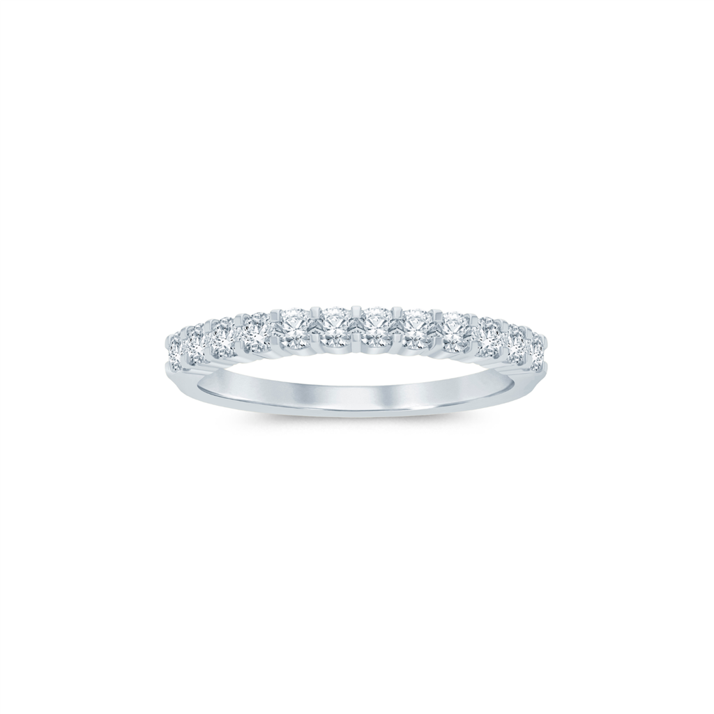 14K White Gold 0.50ctw Round Diamond Classic Wedding Band