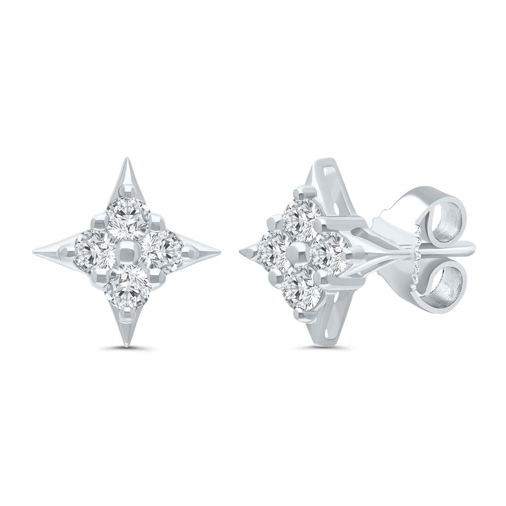 14K White Gold 0.33ctw Diamond Star Stud Earrings