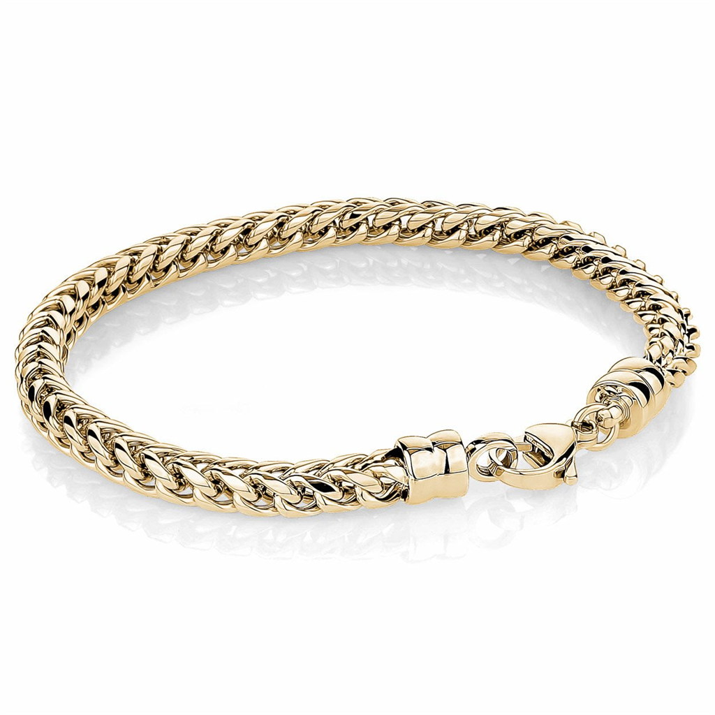 Stainless Steel IP Gold Rounded Franco Chain Men's Bracelet