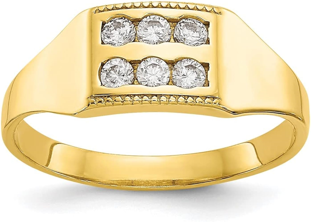 10K Yellow Gold Double Row Cubic Zirconia Kid's Ring