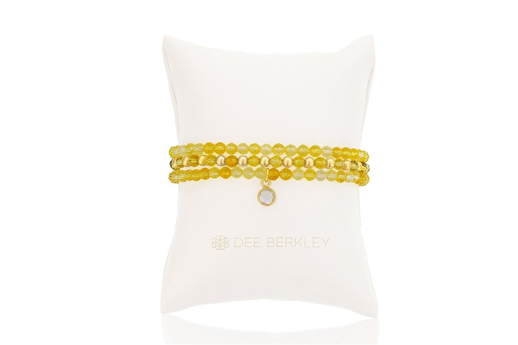Citrine & Gold Filled Bead Stretch Bracelet Set by Dee Berkley