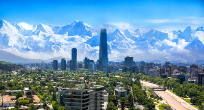 Santiago de Chile with the snowcapped Andes Mountains in the background