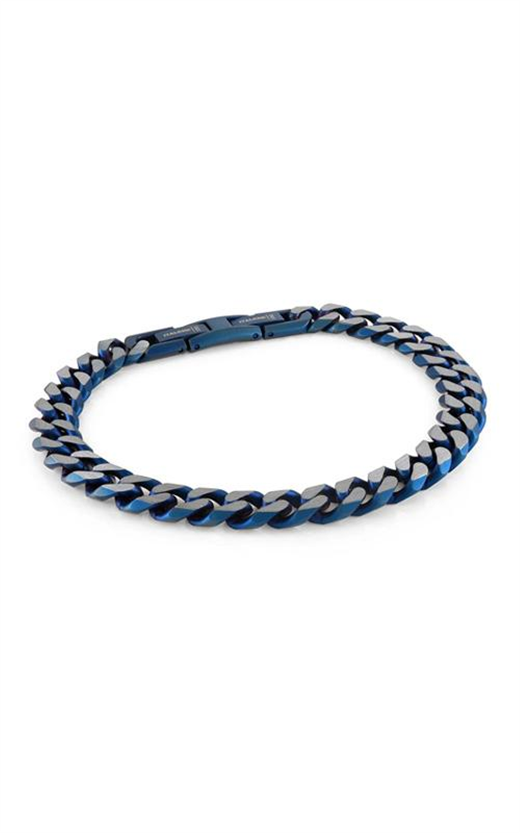 Stainless Steel IP Blue 8.6mm Curb Chain Men's Bracelet
