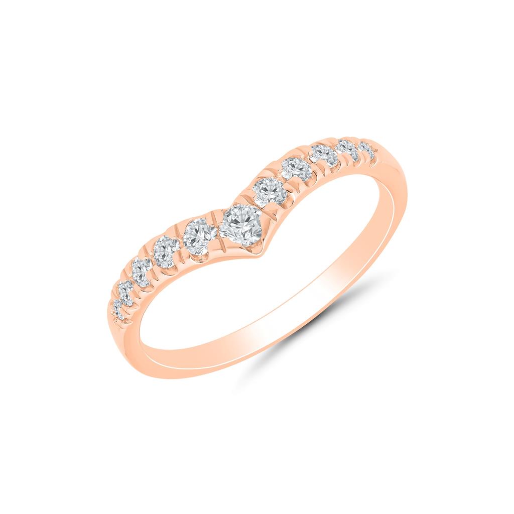 14K Rose Gold 0.25ctw Diamond Chevron Wedding Band