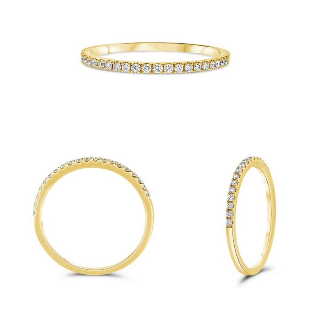 14K Yellow Gold 0.14ctw Micro Pave Diamond Wedding Band