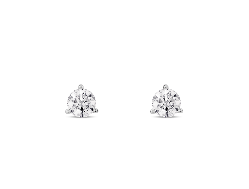 14K White Gold 2.00ctw Round Diamond Solitaire Stud Earrings