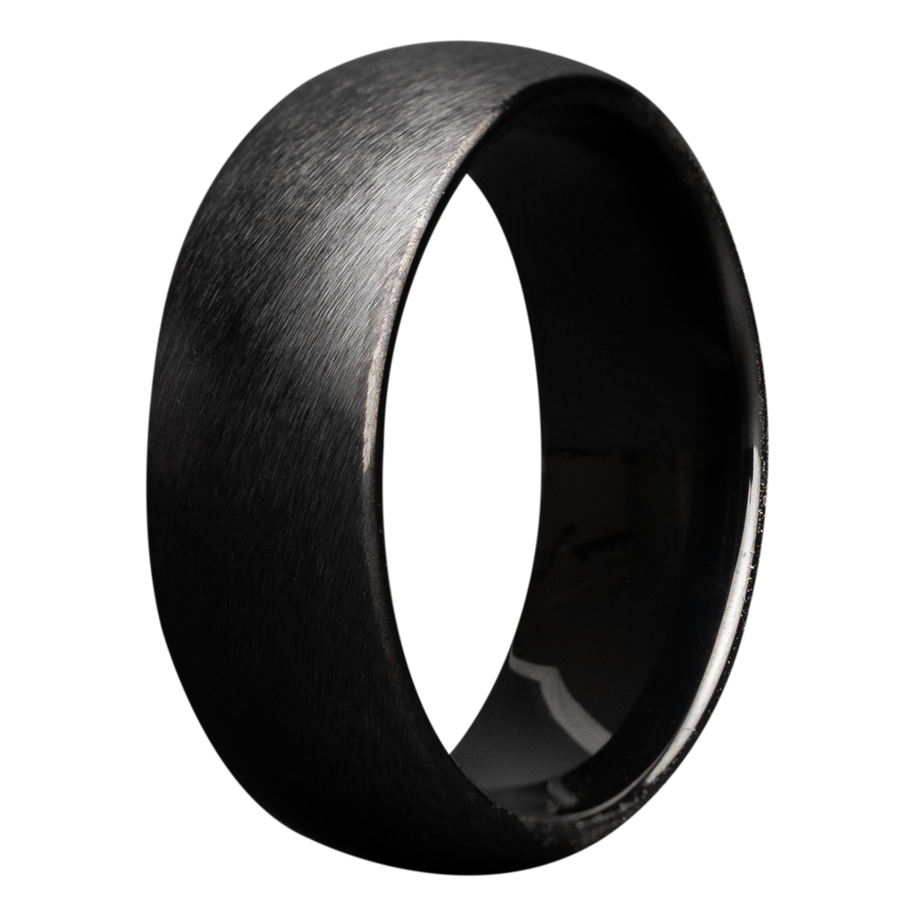 8mm Black Ceramic Dome Matte Men's Wedding Band - Classic Minimalist Design by Heavy Stone Rings