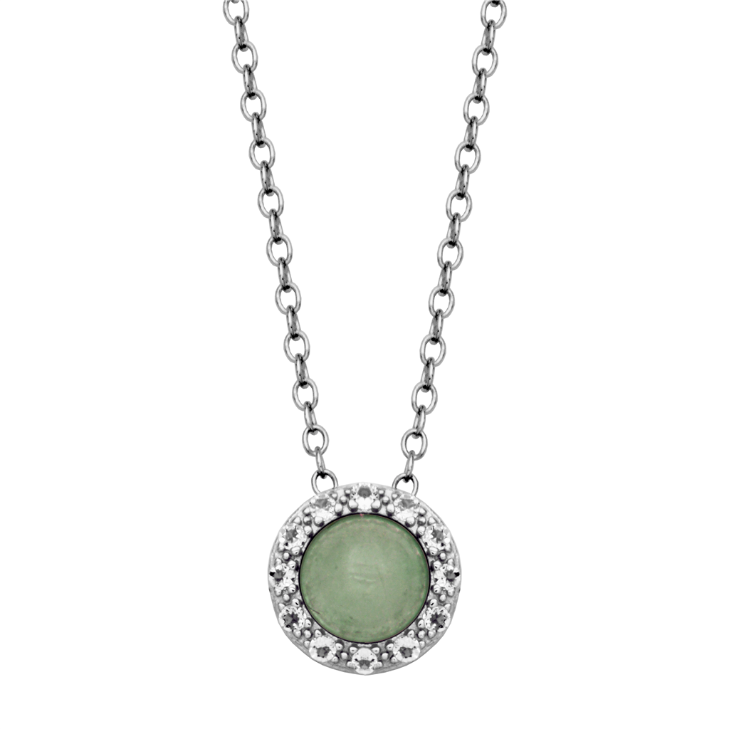 Sterling Silver Aquamarine & White Topaz Halo Necklace by Samuel B.