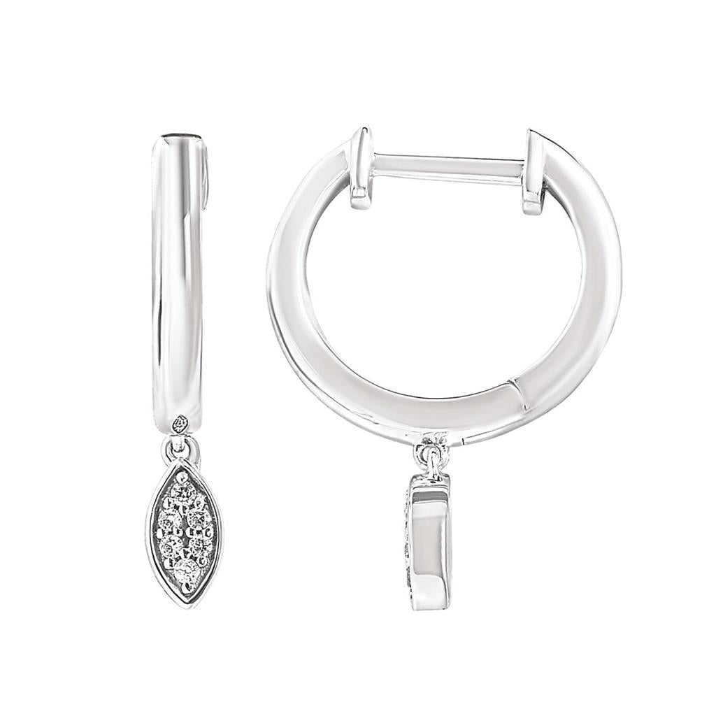 Sterling Silver 0.05ctw Diamond Marquise Drop Earrings
