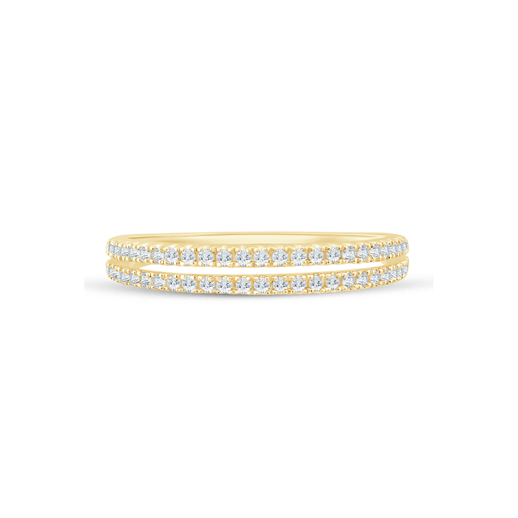 14K Yellow Gold 0.25ctw Round Diamond Multi Row Wedding Band