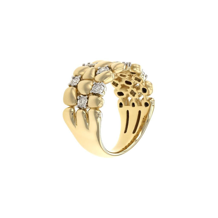 14K Two Tone Gold 0.20ctw Diamond Multi Row Pebble Ring by Allison Kaufman