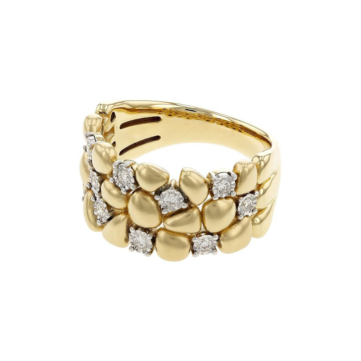 14K Two Tone Gold 0.20ctw Diamond Multi Row Pebble Ring by Allison Kaufman