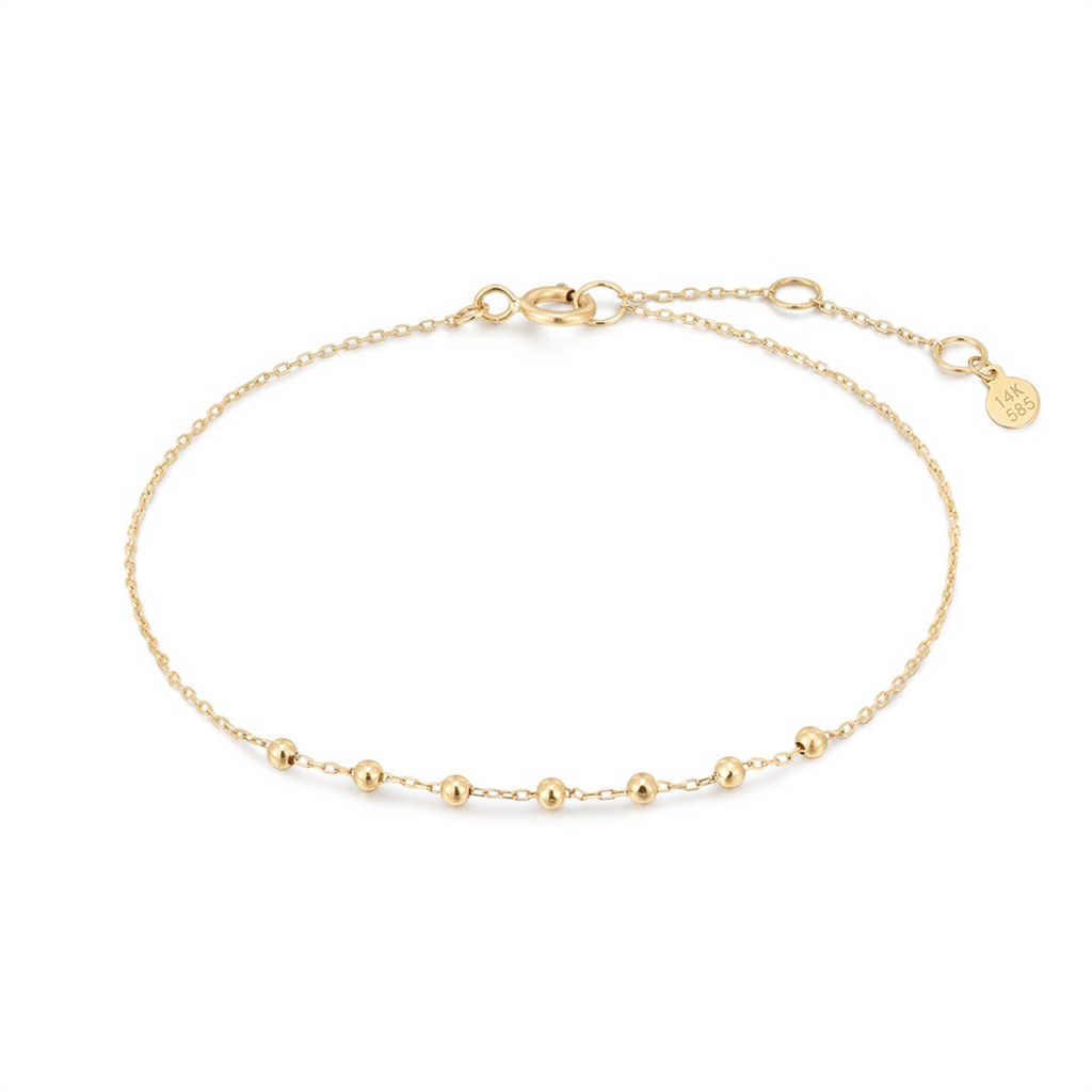 14K Yellow Gold Adjustable Length Bead Bracelet by Aurelie Gi