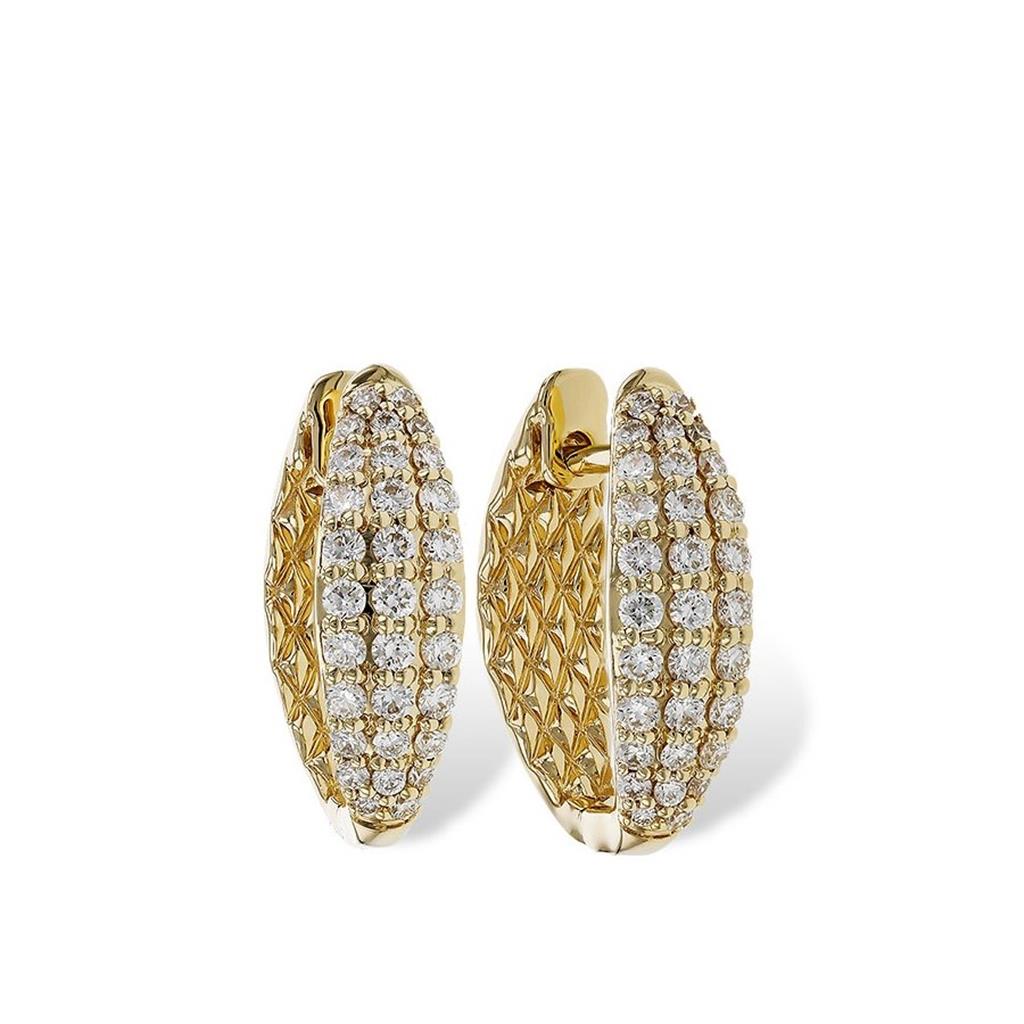 14K Yellow Gold 0.50ctw Tapered Diamond Hoop Earrings by Allison Kaufman