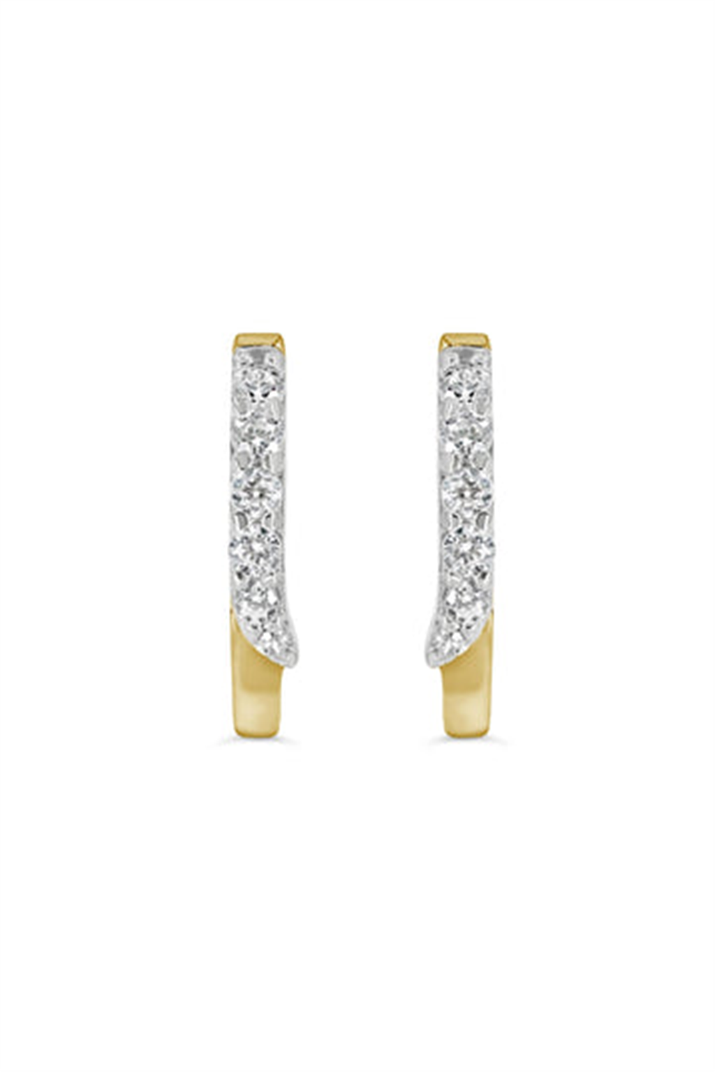 14K Two Tone Gold Cubic Zirconia Kid's Hoop Earrings