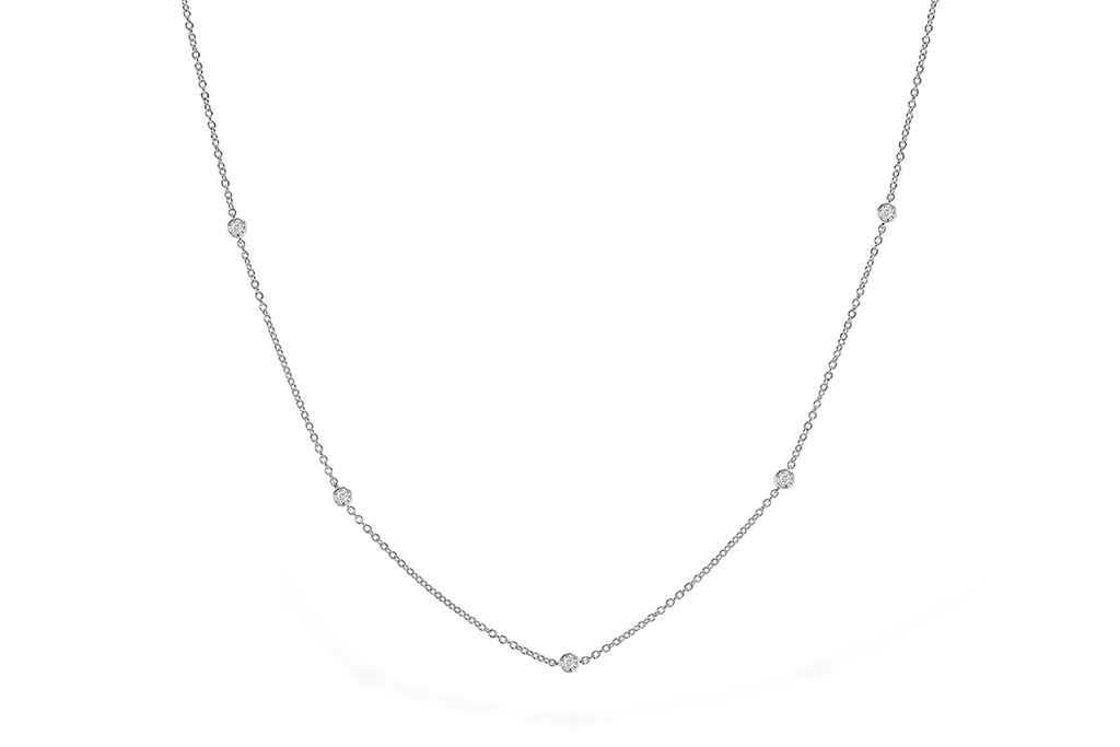 14K White Gold 0.25ctw Round Diamond Station Necklace by Allison Kaufman