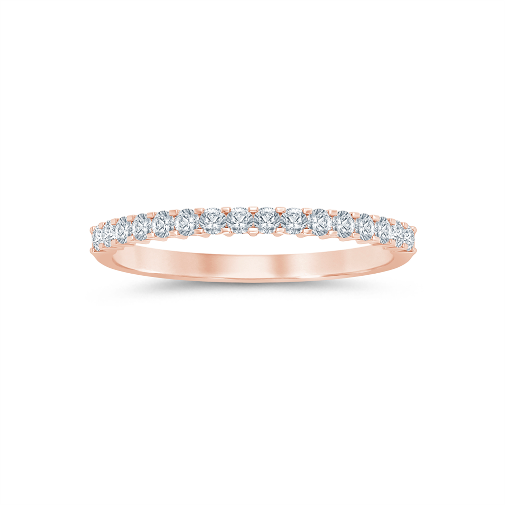 14K Rose Gold 0.17ctw Round Diamond Half Wedding Band
