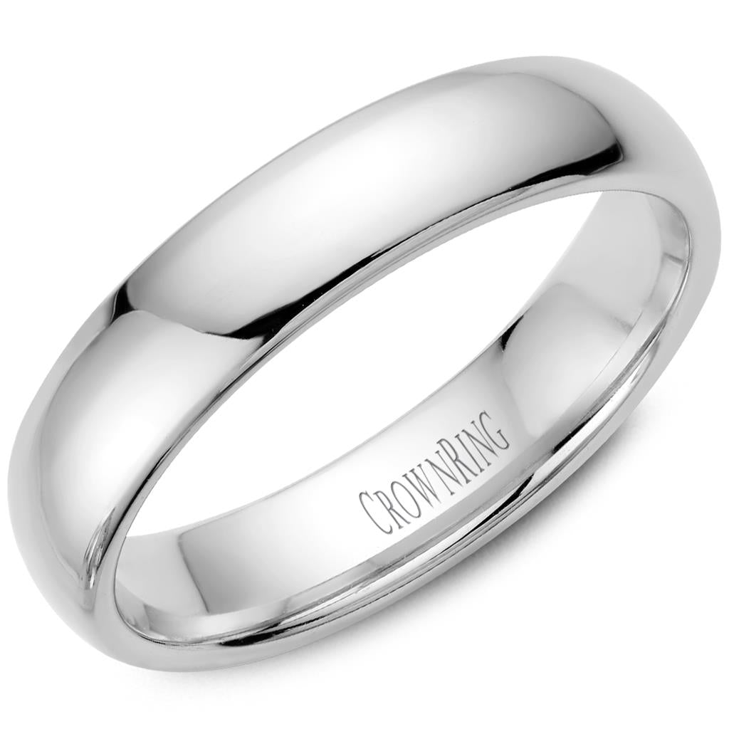 14K White Gold 5mm Lightweight Men's Wedding Band by Crown Ring