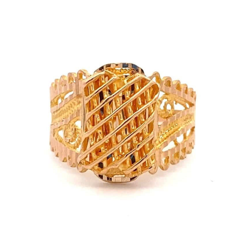 An estate 22 karat yellow gold basket weave ring