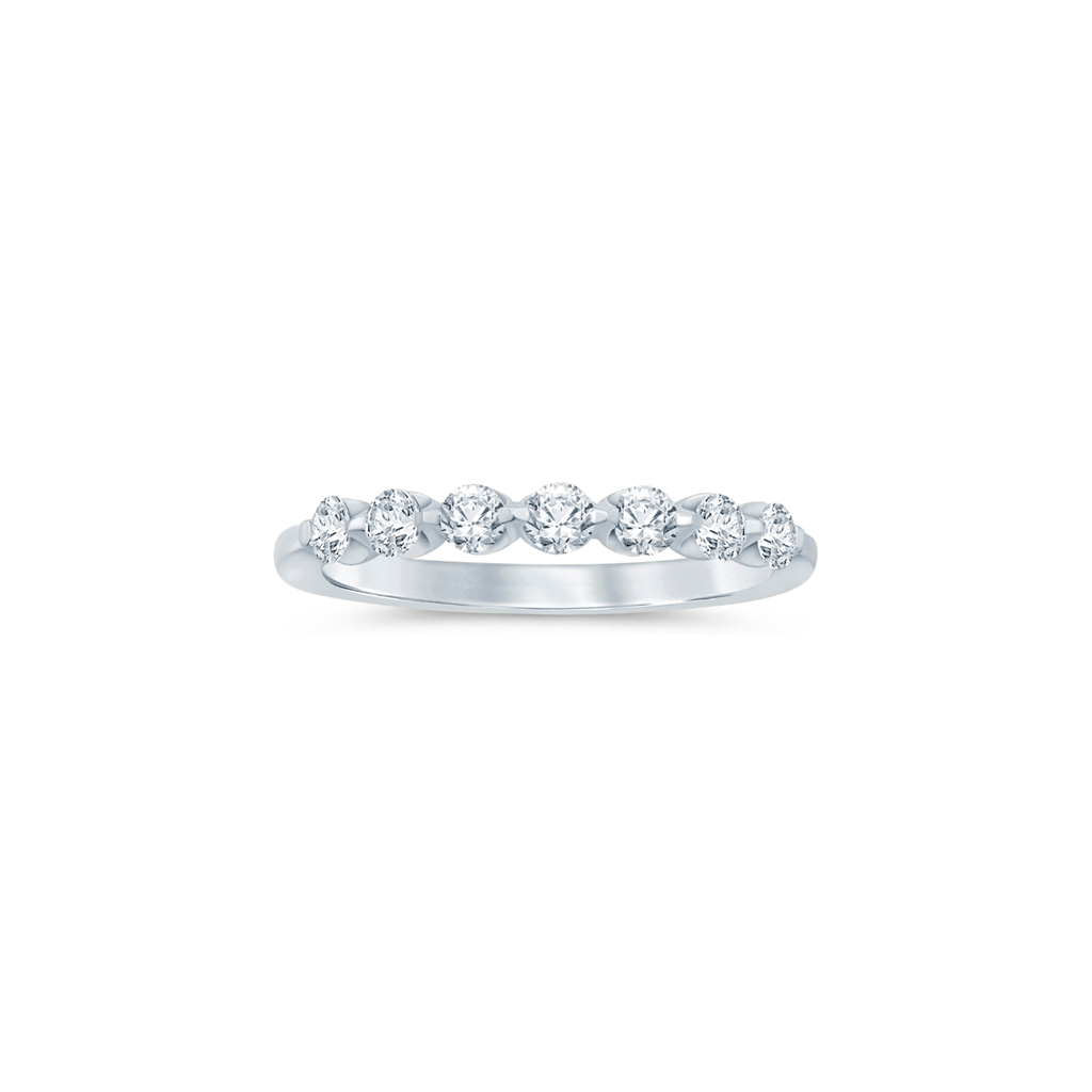 14K White Gold 0.50ctw Seven Stone Diamond Wedding Band